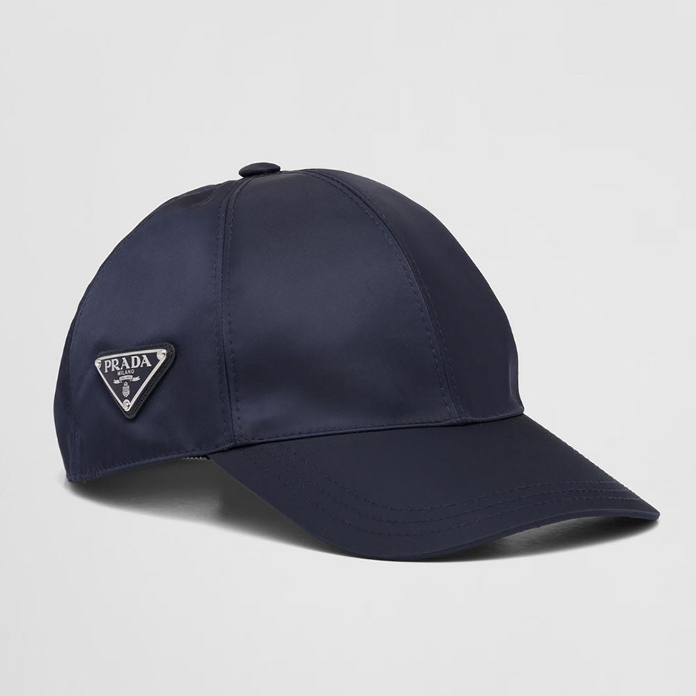Prada Re-Nylon Baseball Cap in Navy with Enameled Triangle Logo